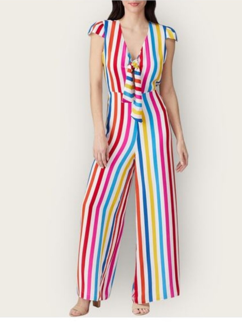 Color Me Courtney, Striped Rainbow Sheree Jumpsuit Romper, Size 8